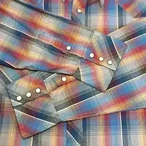 Men’s Roper Plaid Snap Button Down Long Sleeve - 100% Cotton - Size 2XL - Picture 8 of 13